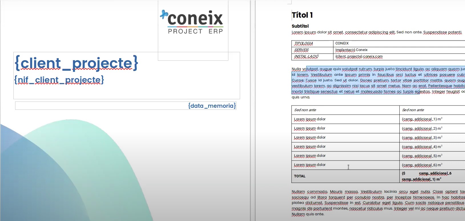 Gestion documental - plantilla predefinida con CONEIX